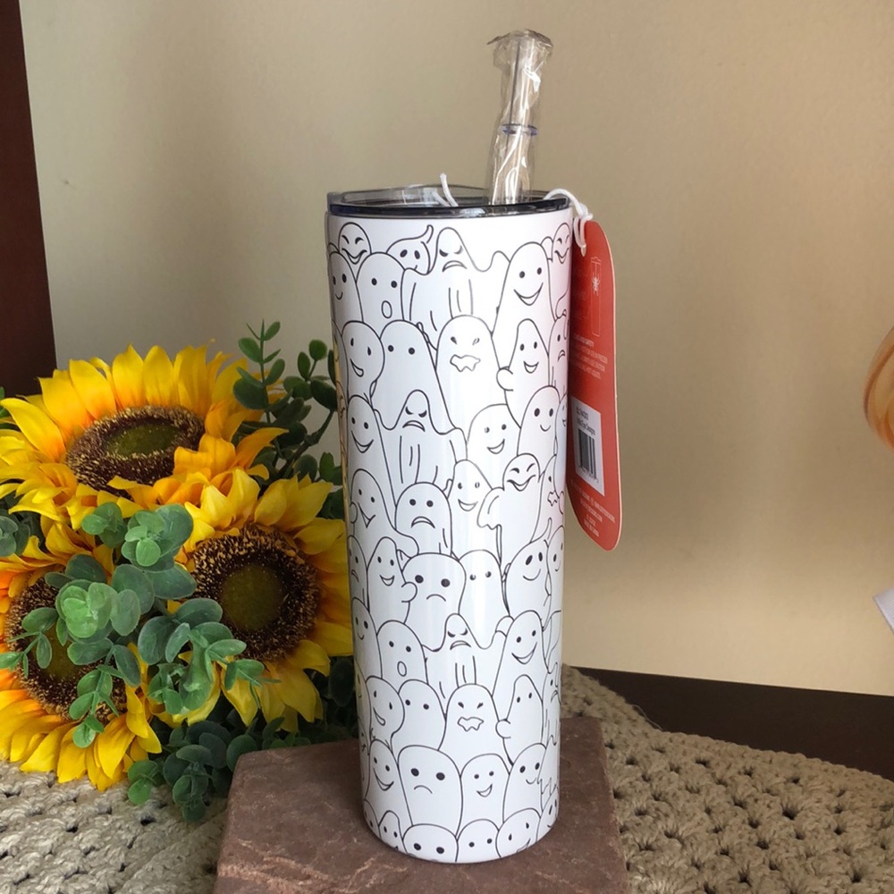 Insulated GHOST Tumbler with Lid and Straw